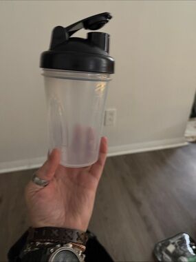 Clear Protein Shaker with Black Flip Lid